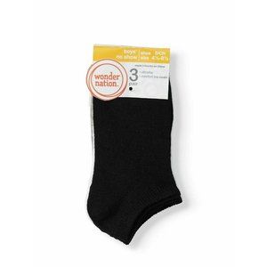 Wonder Nation Boys No Show Socks 3 Pack Ultra Lite SMALL Shoe Size 4.5-8.5
